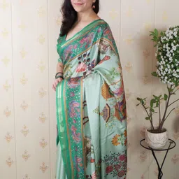 ELITE WEAVES Ethnic Motifs Silk Blend Tussar Saree image 2