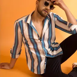 Mculine Vertical Striped Long Sleeves Cotton Shirt-picture-24