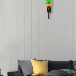 1ST TIME Green & Green Printed Wood Traditional Frustum Shaped Wall Lamp image 2