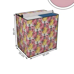 Myntra Elegant Homes White & Pink Printed Waterproof Washing Machine Cover With Zip image 5