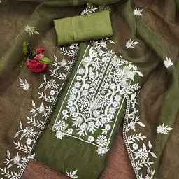 Ishin Embroidered Organza Unstitched Dress Material-picture-32