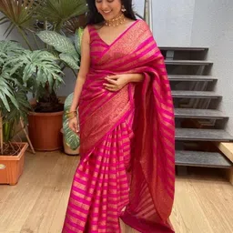KSALIYA Pink Silk Blend Sarees-picture-26