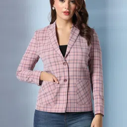 TAHVO Checked Notched Lapel Single-Breasted Woolen Blazer-picture-26