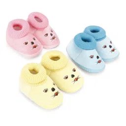 Dhairya Collection Unisex Kids Pack Of 3 Cotton Mickey Mouse Booties-image-38