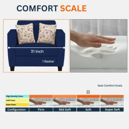 mintwud from pepperfry Gozi Fabric 1 Seater Sofa in Royal Blue Colour image 4