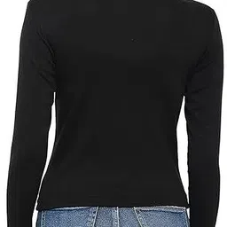 clothyy Pack of 2 Women Solid Turtle Neck Pure Cotton Black, White T-Shirt image 2