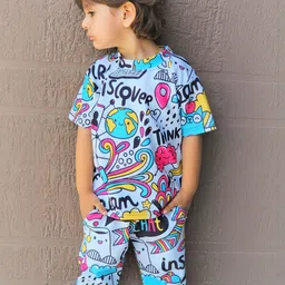 YK Boys Printed Round Neck T-shirt With Trousers-picture-58