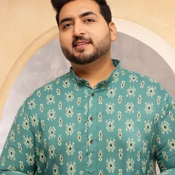 SOJANYA PLUS Men Ethnic Motifs Printed Ikat Daily Cotton Straight Kurta-picture-22