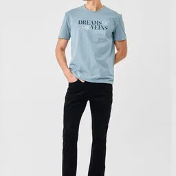 Snitch Men Textured Mid Rise Corduroy Regular Fit Trouser image 5