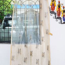 Parda Online Beige & Grey Floral Sheer Window Curtain-picture-32