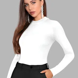 Maheshvi Women High Neck Long Sleeves Fitted Top image 4