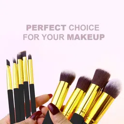 zemglam Set Of 10 Makeup Brushes With 2 Beauty Blender Sponge Puffs & 1 Foundation Brush image 3