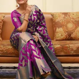 VILLE FASHION Floral Woven Design Zari Saree-picture-25