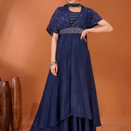 ITYAARA Women Embellished Kimono Sleeve Sequined Maxi Dress image 1