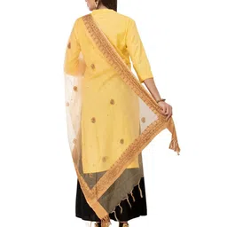 A R SILK DUPATTA HUB Embroidered Organza Dupatta with Zari image 3