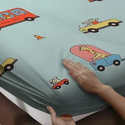 WEAVE AND DECOR Blue Cartoon Characters 300 TC Queen Bedsheet with 2 Pillow Covers image 2