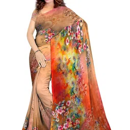SHIVAM FABRICS Floral Poly Georgette Designer Saree image 1