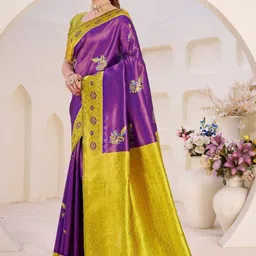 VelvetHue Woven Design Zari Art Silk Handloom Banarasi Saree image 3