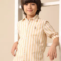 U.S. Polo Assn. Kids Boys Vertical Striped Spread Collar Casual Shirt-picture-24