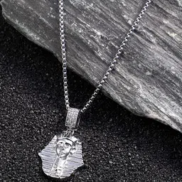 French Accent Silver-Plated Stone-Studded Cleopatra Pendant With Chain-picture-17