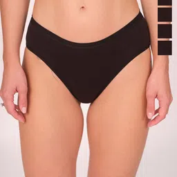 Munns & Mars Pack of 5 Women Solid Mid-Rise Hipster Brief-picture-34