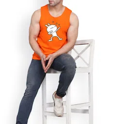 SLOWLORIS Men Pack Of 2 Printed Bio-Wash Combed Cotton Gym Vest image 2