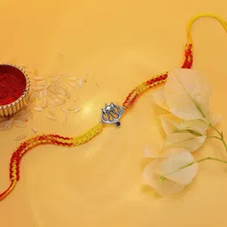 tweov  jewels Tweov Jewels 925 Sterling Silver Red & Yellow Damru Trishul Rakhi-picture-31