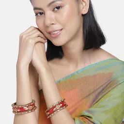 Anouk Set Of 6 Gold-Plated Stone Studded Bangles-picture-19