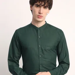 THE BEETEL HOUSE Men Smart Regular Fit Band Collar Solid Cotton Casual Shirt-picture-13