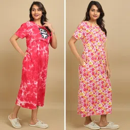 mayaval Pack of 2 Women Maternity/Nursing Nighty image 3