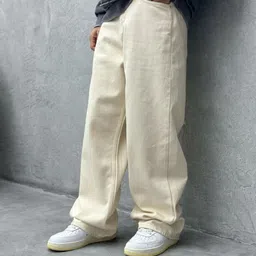 zaba denim Men Loose Fit Mid Rise Beige Jeans image 5