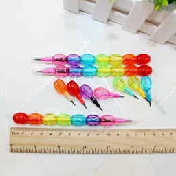 neel 24Pcs Beautiful Design stationery Moti Pencil Non-Sharpening Stacking Pencil Set Pencil image 3