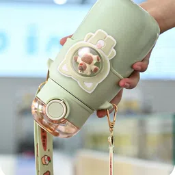 ebuy Steel Straw Sipper Water Bottle For Kids. Durable, Leak-Proof Design With Strap. image 5