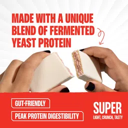 superyou Strawberry 10g Protein Wafer Bar with 3g Fiber and 0 added sugar - Pack of 10 Protein Bars image 3