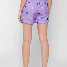 FashionRack Women Purple & Beige Set Of 2 Printed Lounge Shorts image 5