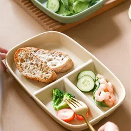 sugaalsu 3-Compartment Rectangular Serving Dishes – Dishwasher Safe Tableware for Dinne Sectioned Plate image 5