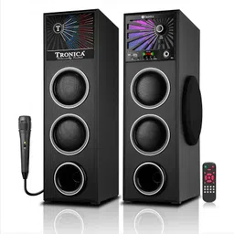 TRONICA Twin Tower Speaker with Remote & Wired Microphone,Mini SD Card/USB Support 80 W Bluetooth Tower Speaker-image-39