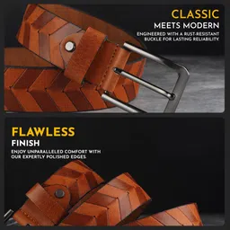 warcks Men Formal, Casual, Evening, Party Tan Genuine Leather Belt image 3