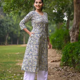 vivika Women Printed Pure Cotton A-line Kurta image 3