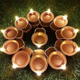 radhya Festive Party Flameless Sensor Waterproof Diya Lamp Float On Water Led Diya Plastic (Pack of 12) Table Diya Set image 2