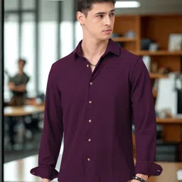 Men Regular Fit Self Design Spread Collar Formal Shirt-image-19