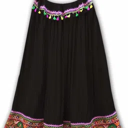 diamo Women Embroidered Flared Black Skirt-picture-11