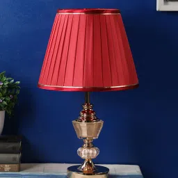 Pink Fabric Shade Table Lamp with Gold Base by The Light Studio image 2
