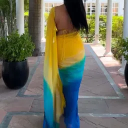 V3 FASHION STUDIO Ombre Pure Georgette Saree image 3