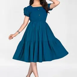Maheshwar Puff Sleeve Fit & Flare Dress-picture-18