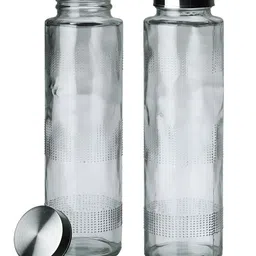 Aura Transparent Set of 2 Glass Solid Water Bottle image 2