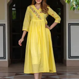 CORSICA Women Embroidered Fit & Flare Midi Dress-image-69