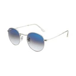Ted Smith Unisex Blue Lens & Silver-Toned Round Sunglasses with image 4