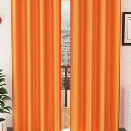BELLA TRUE Orange 2 Pieces Ripple Fold Long Door Curtains-picture-24