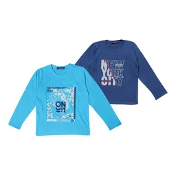 NeuVin Kids Pack Of 2 Typography Printed Round Neck T-shirts-picture-15